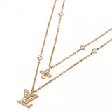 LOUIS VUITTON ルイヴィトン レディLV  ゴールド M01845 レディース GP ラインストーン ネックレス Aランク 中古 銀蔵