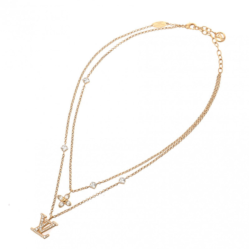 LOUIS VUITTON ルイヴィトン レディLV  ゴールド M01845 レディース GP ラインストーン ネックレス Aランク 中古 銀蔵