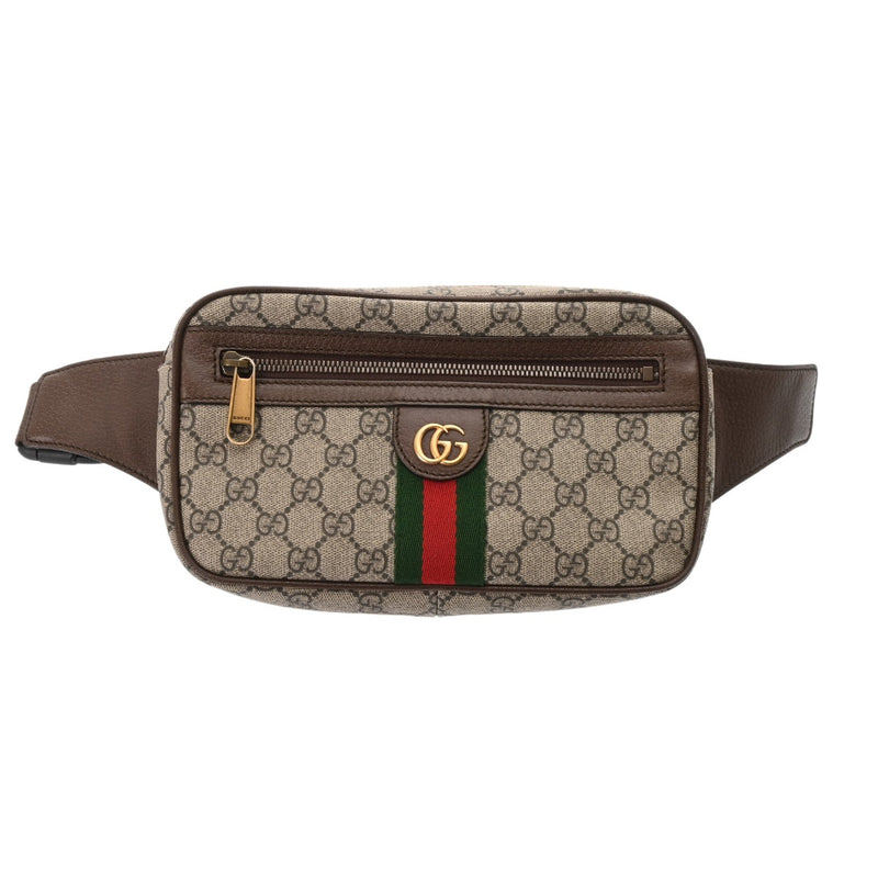 GUCCI グッチ オフィディア ベルトバッグ  グレージュ系 メンズ GGスプリームキャンバス レザー ウエストバッグ Aランク 中古 銀蔵