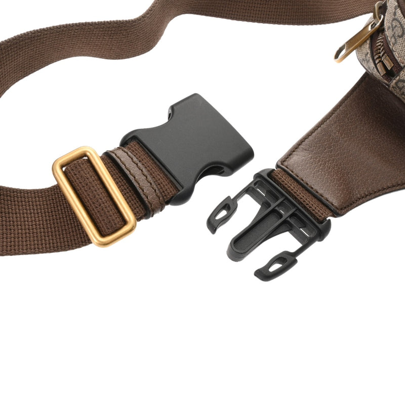 GUCCI グッチ オフィディア ベルトバッグ  グレージュ系 メンズ GGスプリームキャンバス レザー ウエストバッグ Aランク 中古 銀蔵