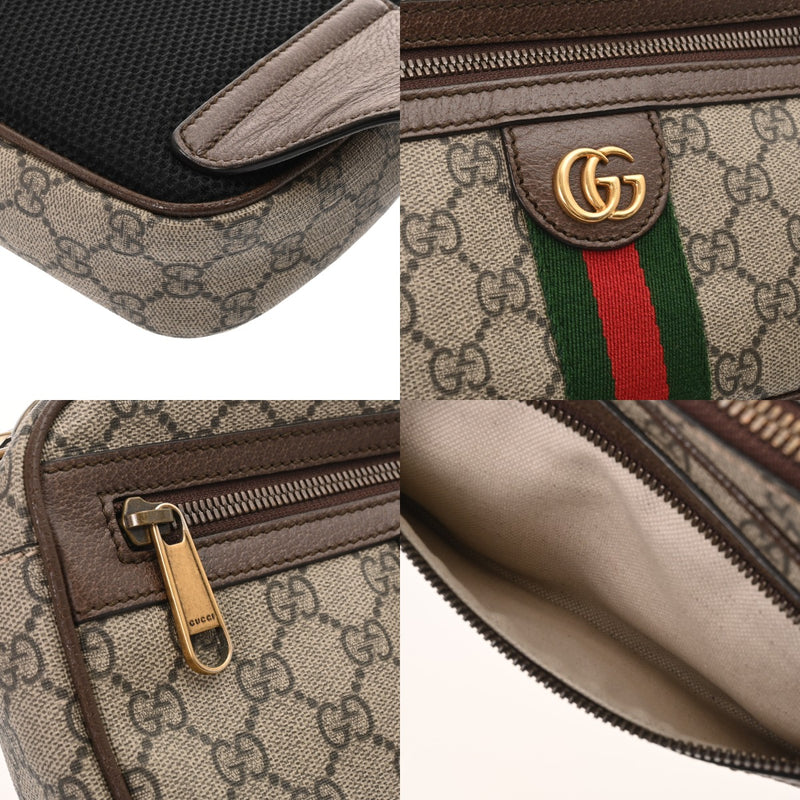 GUCCI グッチ オフィディア ベルトバッグ  グレージュ系 メンズ GGスプリームキャンバス レザー ウエストバッグ Aランク 中古 銀蔵