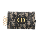CHRISTIAN DIOR クリスチャンディオール モンテーニュ 4連キーケース ベージュ/青 レディース オブリークジャガード キーケース ABランク 中古 銀蔵