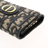 CHRISTIAN DIOR クリスチャンディオール モンテーニュ 4連キーケース ベージュ/青 レディース オブリークジャガード キーケース ABランク 中古 銀蔵