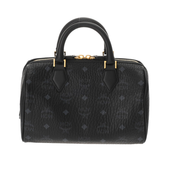 エムシーエム スモール ボストンバッグ ベージュ ゴールド金具