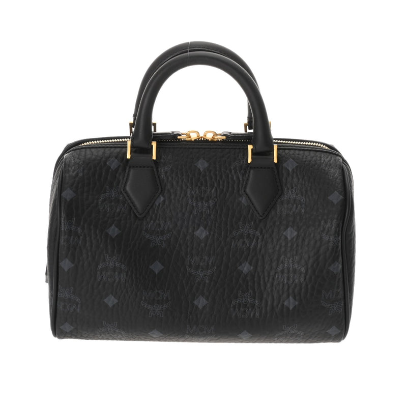 MCM エムシーエム スモール ボストンバッグ ベージュ ゴールド金具 レディース ポリウレタン ボストンバッグ Aランク 中古 銀蔵