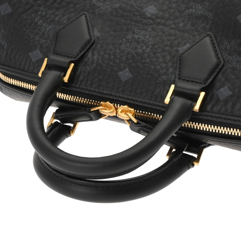 MCM エムシーエム スモール ボストンバッグ ベージュ ゴールド金具 レディース ポリウレタン ボストンバッグ Aランク 中古 銀蔵