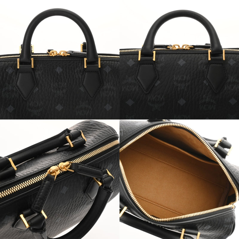 MCM エムシーエム スモール ボストンバッグ ベージュ ゴールド金具 レディース ポリウレタン ボストンバッグ Aランク 中古 銀蔵