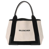 BALENCIAGA バレンシアガ ネイビーカバス S ホワイト ブラック 339933 レディース キャンバス レザー ハンドバッグ Bランク 中古 銀蔵