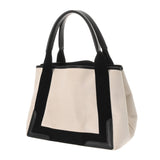 BALENCIAGA バレンシアガ ネイビーカバス S ホワイト ブラック 339933 レディース キャンバス レザー ハンドバッグ Bランク 中古 銀蔵