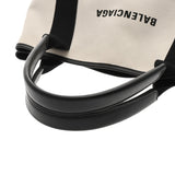 BALENCIAGA バレンシアガ ネイビーカバス S ホワイト ブラック 339933 レディース キャンバス レザー ハンドバッグ Bランク 中古 銀蔵