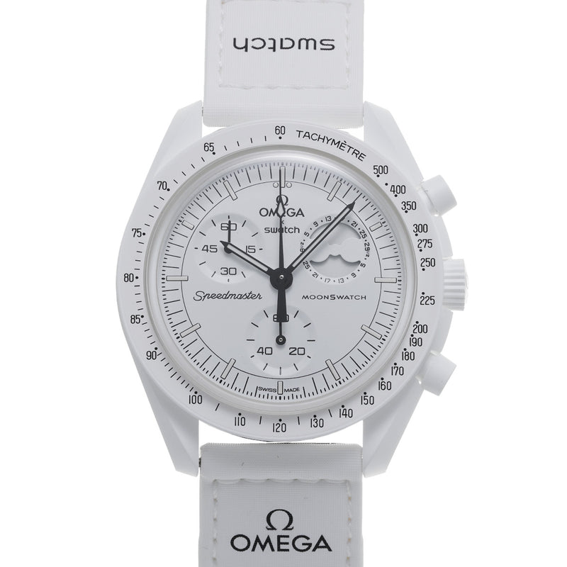 スウォッチ OMEGA オメガ MISSION TO EARTHE MOONPHASE SO33W700 ホワイト/グレージュ メンズ 腕時計 クォーツ 銀蔵