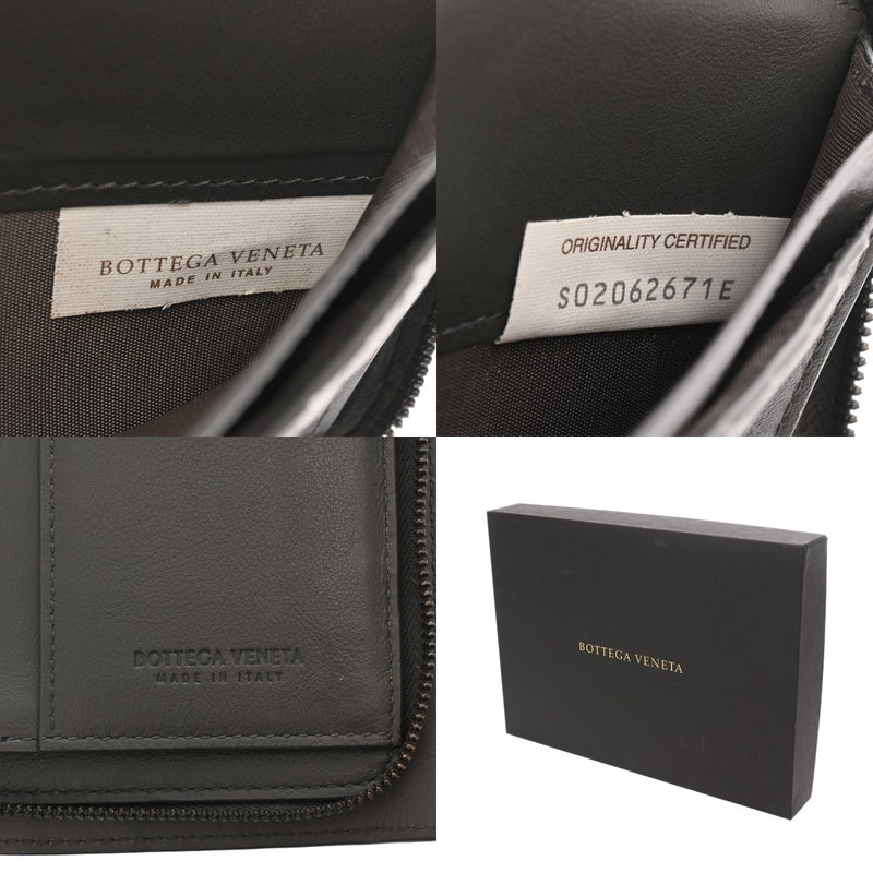 BOTTEGAVENETA ボッテガヴェネタ イントレチャート 長コの字ファスナー財布 グレー ブラック金具 メンズ レザー 長財布 ABランク 中古 銀蔵