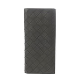 BOTTEGAVENETA ボッテガヴェネタ イントレチャート 長コの字ファスナー財布 グレー ブラック金具 メンズ レザー 長財布 ABランク 中古 銀蔵