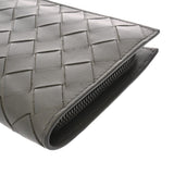 BOTTEGAVENETA ボッテガヴェネタ イントレチャート 長コの字ファスナー財布 グレー ブラック金具 メンズ レザー 長財布 ABランク 中古 銀蔵