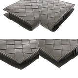 BOTTEGAVENETA ボッテガヴェネタ イントレチャート 長コの字ファスナー財布 グレー ブラック金具 メンズ レザー 長財布 ABランク 中古 銀蔵