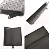 BOTTEGAVENETA ボッテガヴェネタ イントレチャート 長コの字ファスナー財布 グレー ブラック金具 メンズ レザー 長財布 ABランク 中古 銀蔵