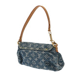 LOUIS VUITTON ルイヴィトン モノグラムデニム ミニプリーティ 青 M95050 レディース デニム レザー ハンドバッグ Bランク 中古 銀蔵