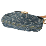 LOUIS VUITTON ルイヴィトン モノグラムデニム ミニプリーティ 青 M95050 レディース デニム レザー ハンドバッグ Bランク 中古 銀蔵