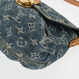 LOUIS VUITTON ルイヴィトン モノグラムデニム ミニプリーティ 青 M95050 レディース デニム レザー ハンドバッグ Bランク 中古 銀蔵