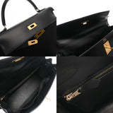 HERMES エルメス ケリー 32 外縫い 2WAY ブラック □B刻印(1998年頃) レディース ボックスカーフ ハンドバッグ Bランク 中古 銀蔵