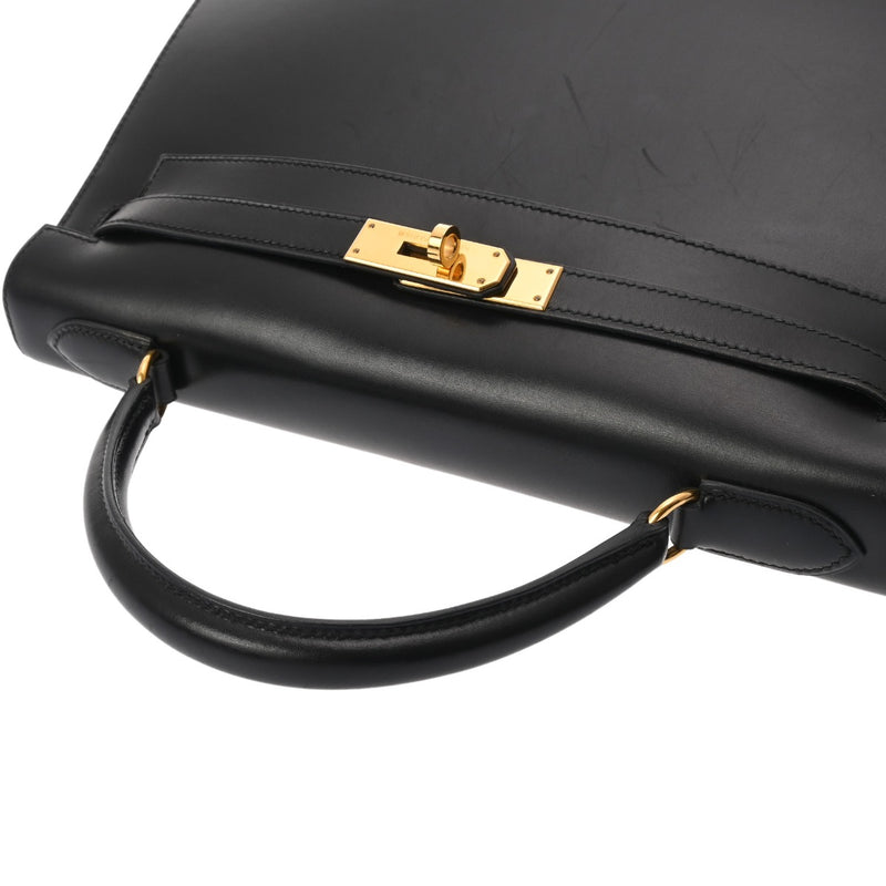 HERMES エルメス ケリー 32 外縫い 2WAY ブラック □B刻印(1998年頃) レディース ボックスカーフ ハンドバッグ Bランク 中古 銀蔵
