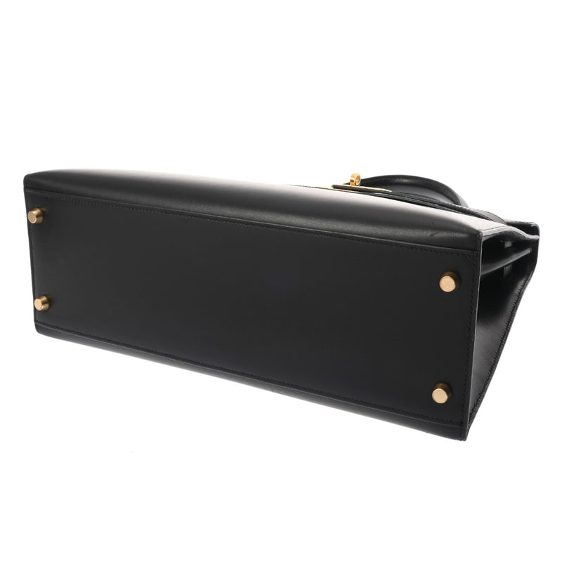 HERMES エルメス ケリー 32 外縫い 2WAY ブラック □B刻印(1998年頃) レディース ボックスカーフ ハンドバッグ Bランク 中古 銀蔵