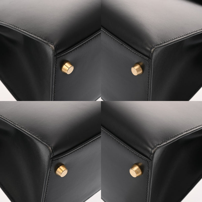 HERMES エルメス ケリー 32 外縫い 2WAY ブラック □B刻印(1998年頃) レディース ボックスカーフ ハンドバッグ Bランク 中古 銀蔵