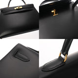 HERMES エルメス ケリー 32 外縫い 2WAY ブラック □B刻印(1998年頃) レディース ボックスカーフ ハンドバッグ Bランク 中古 銀蔵