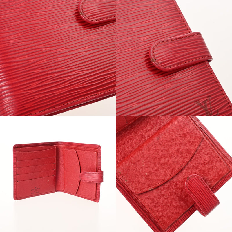 LOUIS VUITTON ルイヴィトン エピ ポルトビエ コンパクト レッド M63557 メンズ エピレザー 二つ折り財布 Bランク 中古 銀蔵