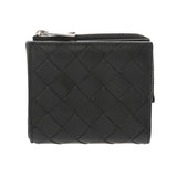 BOTTEGAVENETA ボッテガヴェネタ 二つ折りファスナーウォレット 黒 ユニセックス カーフ 二つ折り財布 Bランク 中古 銀蔵