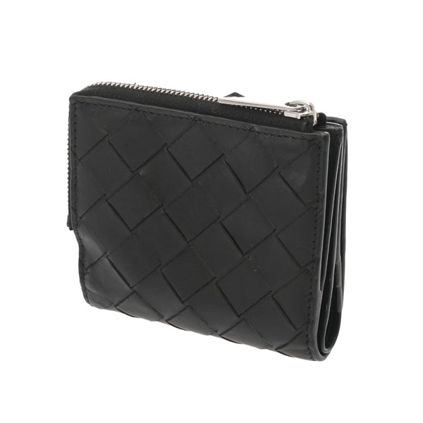 BOTTEGAVENETA ボッテガヴェネタ 二つ折りファスナーウォレット 黒 ユニセックス カーフ 二つ折り財布 Bランク 中古 銀蔵