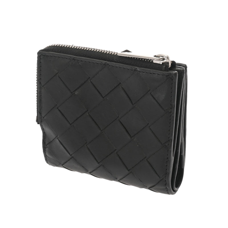 BOTTEGAVENETA ボッテガヴェネタ 二つ折りファスナーウォレット 黒 ユニセックス カーフ 二つ折り財布 Bランク 中古 銀蔵