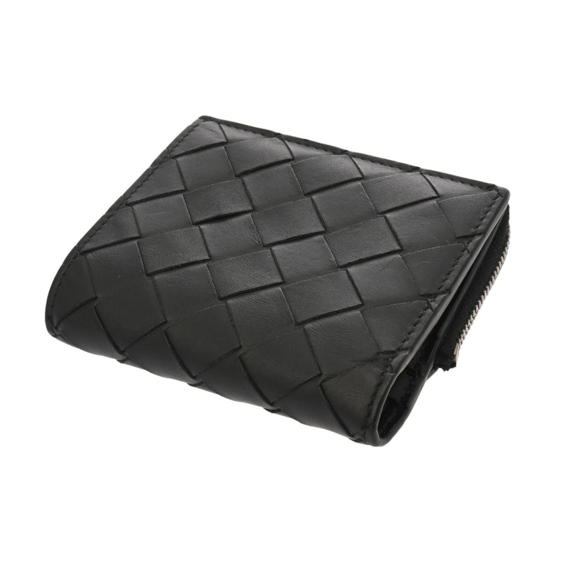BOTTEGAVENETA ボッテガヴェネタ 二つ折りファスナーウォレット 黒 ユニセックス カーフ 二つ折り財布 Bランク 中古 銀蔵