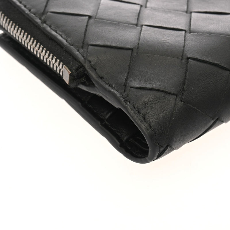 BOTTEGAVENETA ボッテガヴェネタ 二つ折りファスナーウォレット 黒 ユニセックス カーフ 二つ折り財布 Bランク 中古 銀蔵