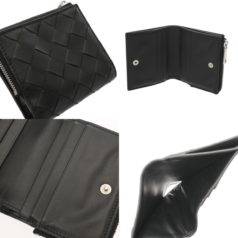 BOTTEGAVENETA ボッテガヴェネタ 二つ折りファスナーウォレット 黒 ユニセックス カーフ 二つ折り財布 Bランク 中古 銀蔵