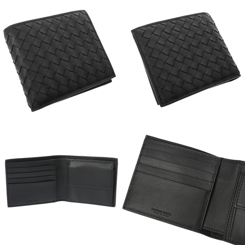 BOTTEGAVENETA ボッテガヴェネタ イントレチャート ウォレット 黒 メンズ カーフ 二つ折り財布 未使用 銀蔵