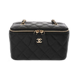 CHANEL シャネル マトラッセ ヴァニティバッグ ブラック レディース キャビアスキン バニティバッグ Aランク 中古 銀蔵