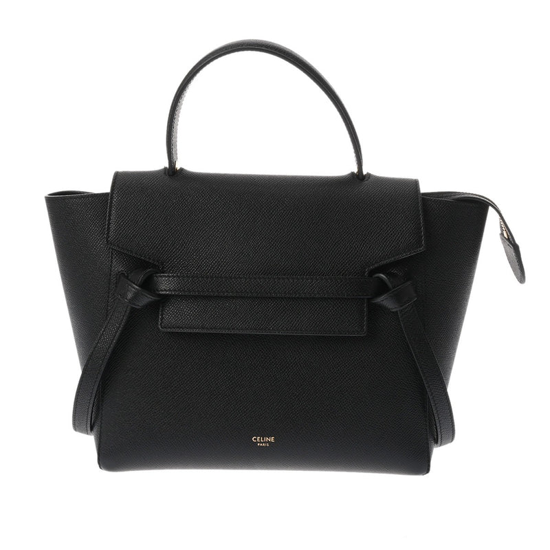 CELINE セリーヌ ベルトバッグ ナノ ブラック レディース レザー ハンドバッグ Aランク 中古 銀蔵