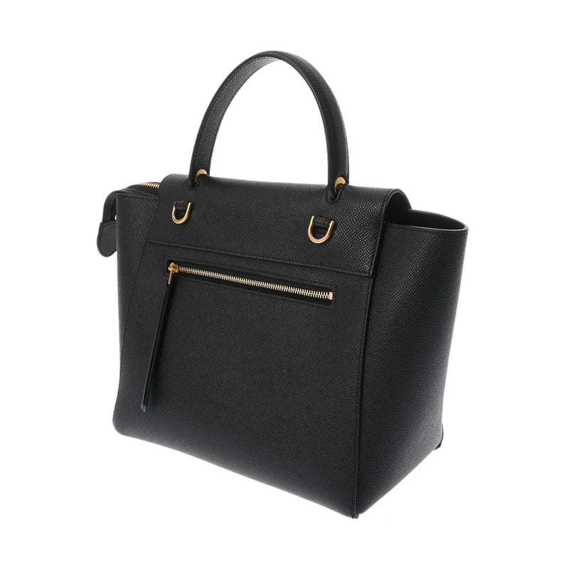 CELINE セリーヌ ベルトバッグ ナノ ブラック レディース レザー ハンドバッグ Aランク 中古 銀蔵