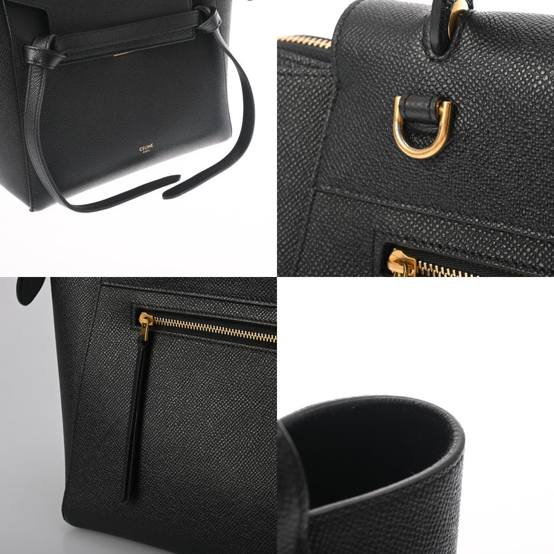 CELINE セリーヌ ベルトバッグ ナノ ブラック レディース レザー ハンドバッグ Aランク 中古 銀蔵