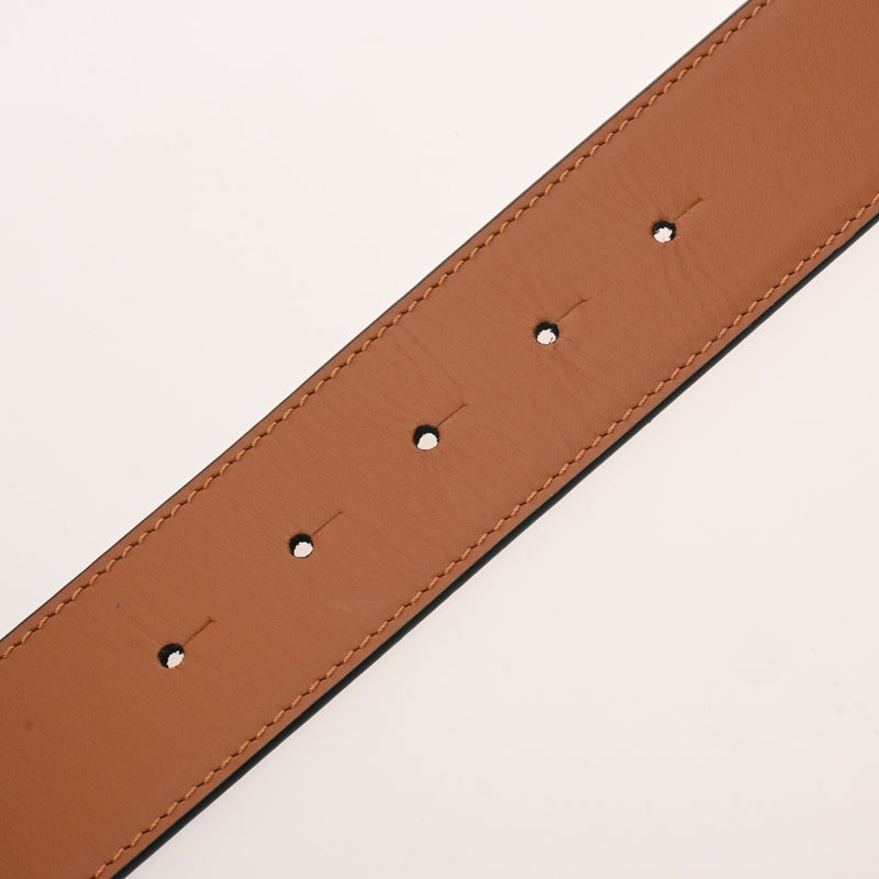 LOEWE ロエベ アナグラム 85cm リバーシブル 黒/タン ユニセックス カーフ ベルト Aランク 中古 銀蔵