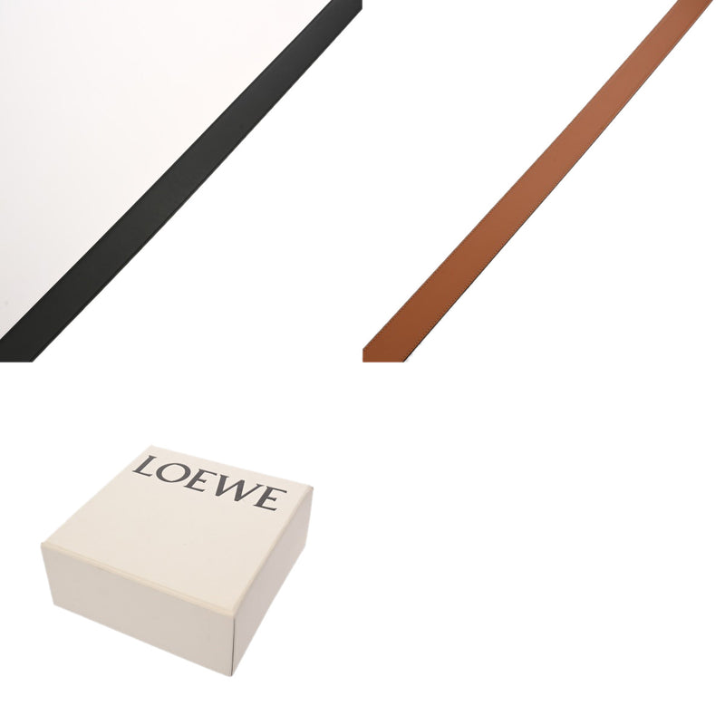 LOEWE ロエベ アナグラム 85cm リバーシブル 黒/タン ユニセックス カーフ ベルト Aランク 中古 銀蔵