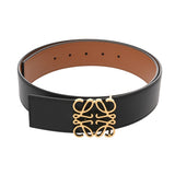 LOEWE ロエベ アナグラム 85cm リバーシブル 黒/タン ユニセックス カーフ ベルト Aランク 中古 銀蔵