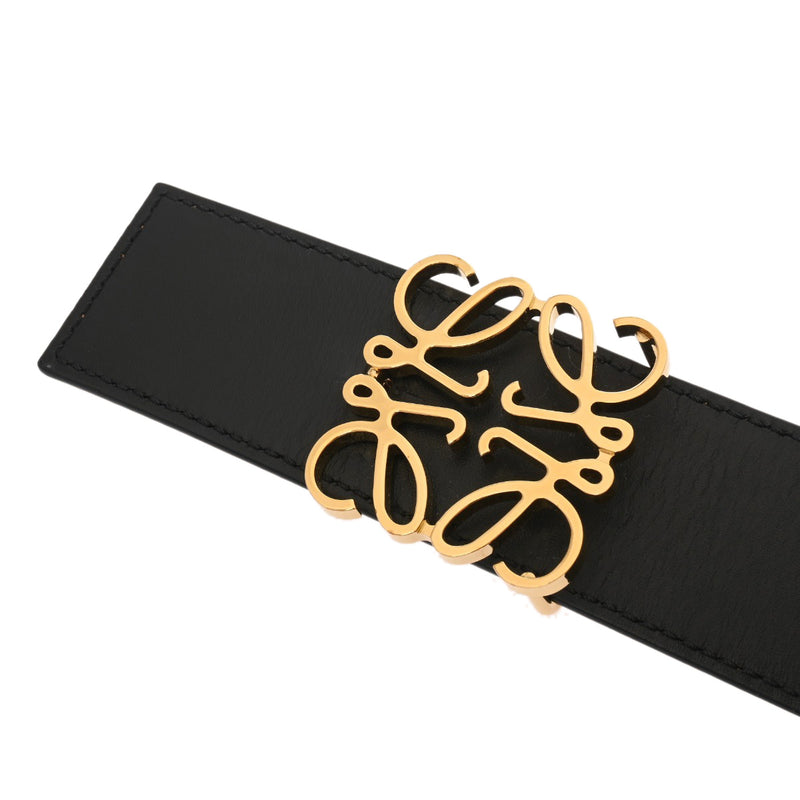 LOEWE ロエベ アナグラム 85cm リバーシブル 黒/タン ユニセックス カーフ ベルト Aランク 中古 銀蔵