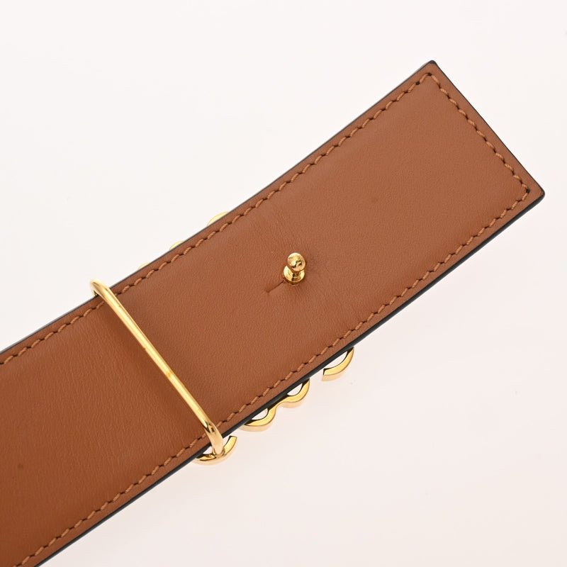 LOEWE ロエベ アナグラム 85cm リバーシブル 黒/タン ユニセックス カーフ ベルト Aランク 中古 銀蔵