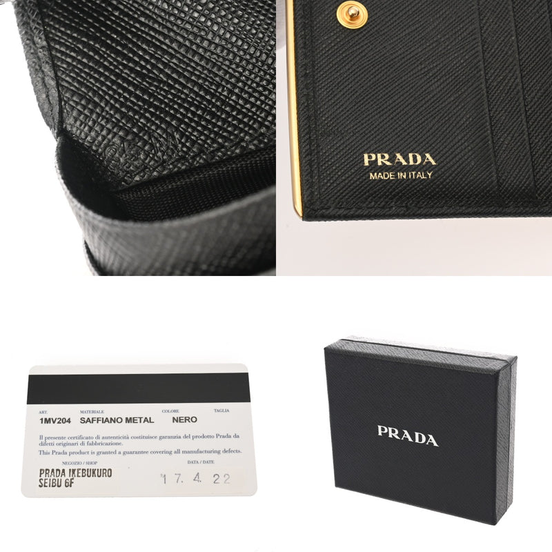 PRADA プラダ コンパクトウォレット ブラック 1MV204 レディース サフィアーノ 二つ折り財布 Bランク 中古 銀蔵