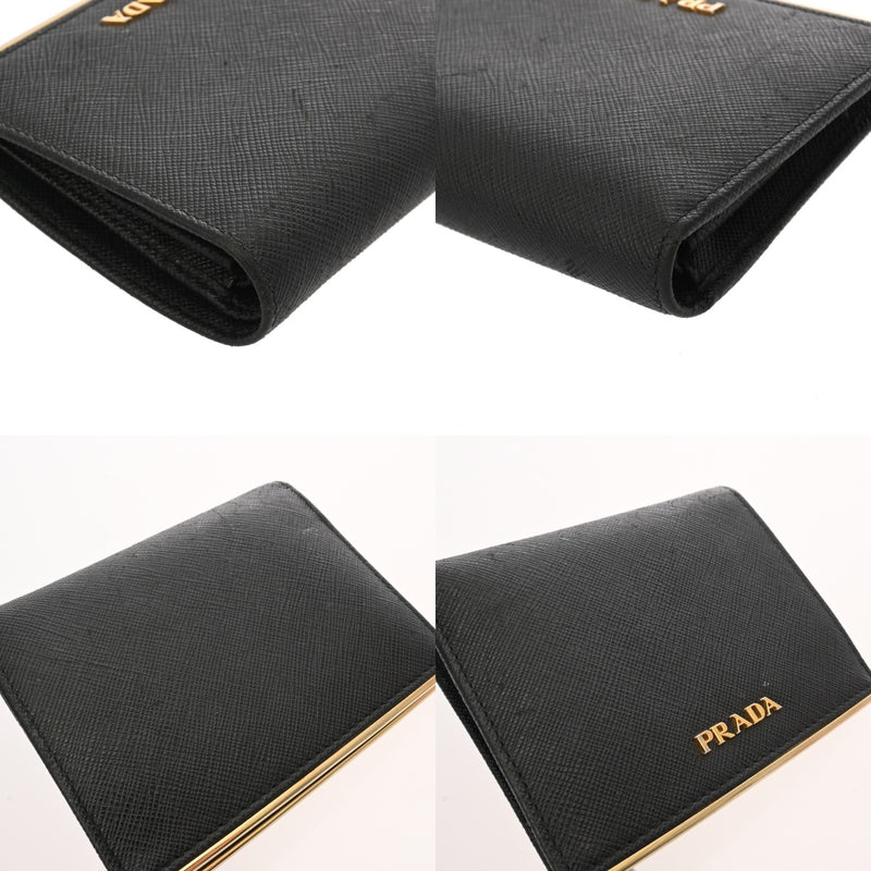 PRADA プラダ コンパクトウォレット ブラック 1MV204 レディース サフィアーノ 二つ折り財布 Bランク 中古 銀蔵