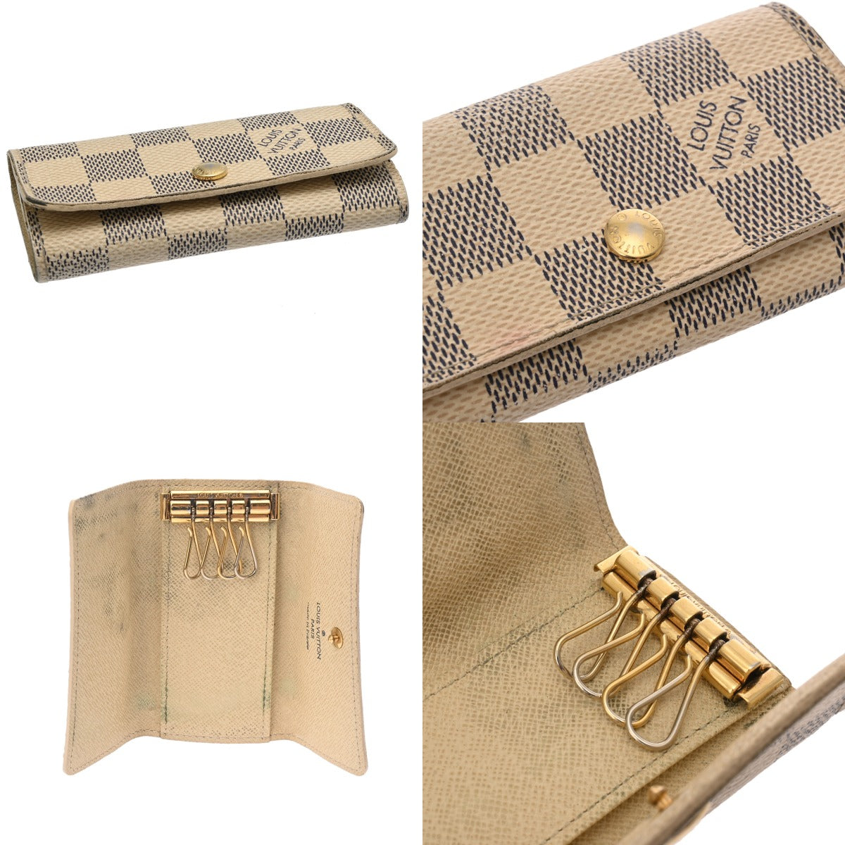 LOUIS VUITTON ルイヴィトン ダミエアズール 4連キーケース ホワイト