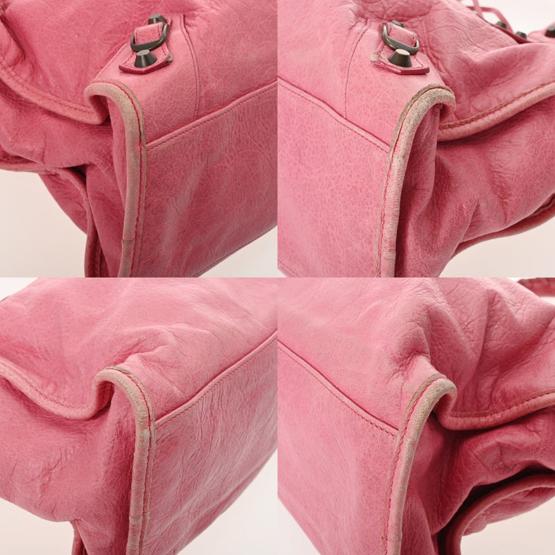 BALENCIAGA バレンシアガ ザ シティ ピンク レディース ラムスキン 2WAYバッグ Bランク 中古 銀蔵