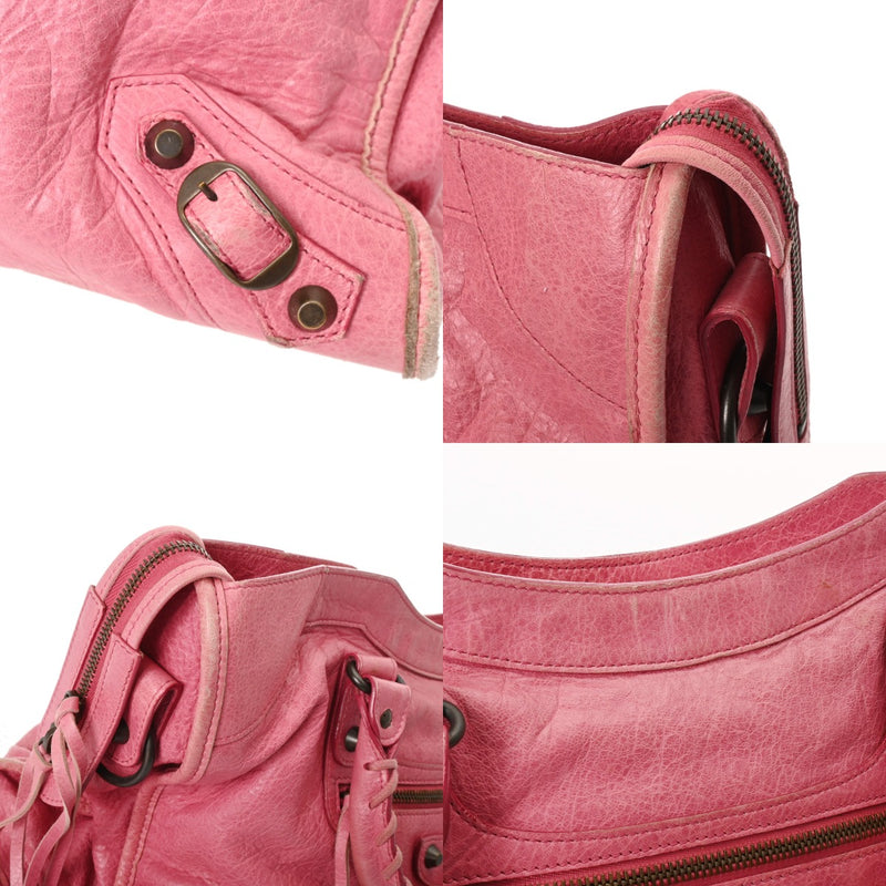 BALENCIAGA バレンシアガ ザ シティ ピンク レディース ラムスキン 2WAYバッグ Bランク 中古 銀蔵